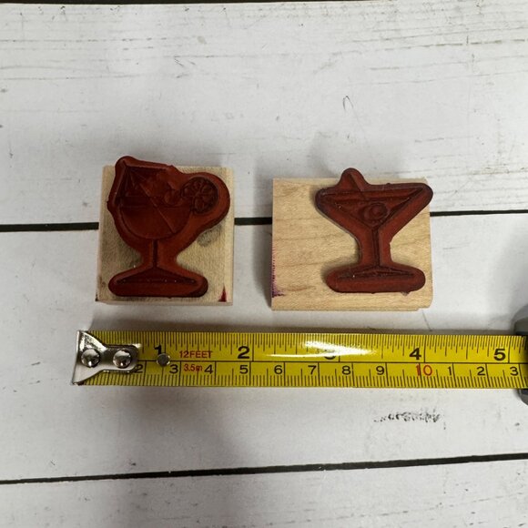 Stampin Up! Cheers To You Wood Mounted Rubber Stamps Set of 6 Cocktail Beer Wine - Picture 8 of 12